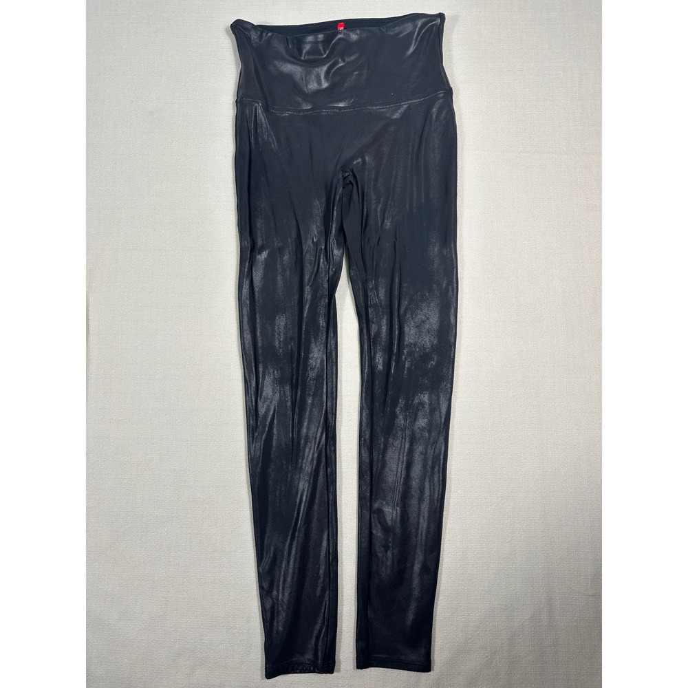 Spanx Faux Leather Leggings Womens Large Black Excellent High Waist‎ Compression